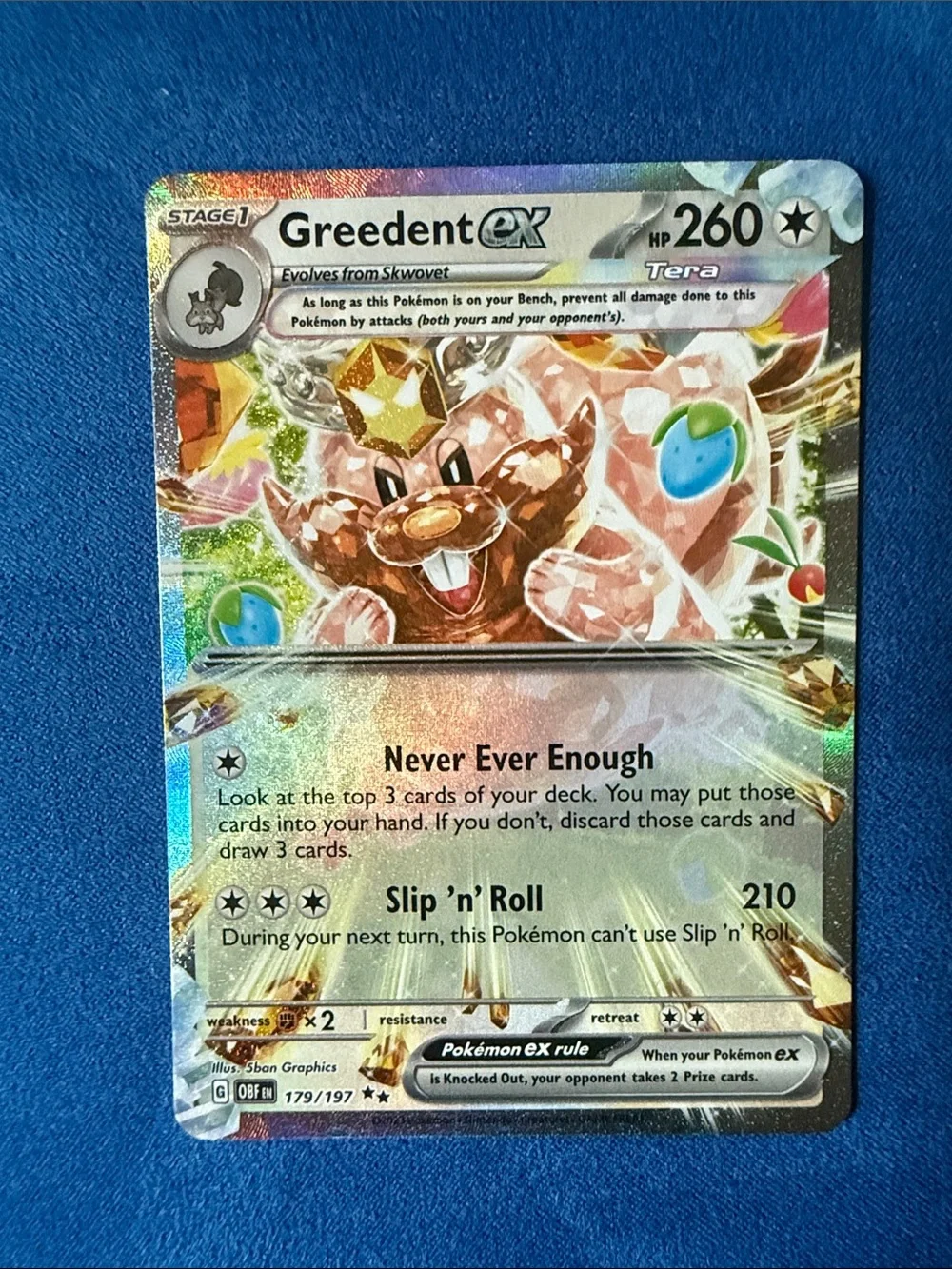 Greedent ex Pokémon TCG Full Art Holo Card - Pink & Gold